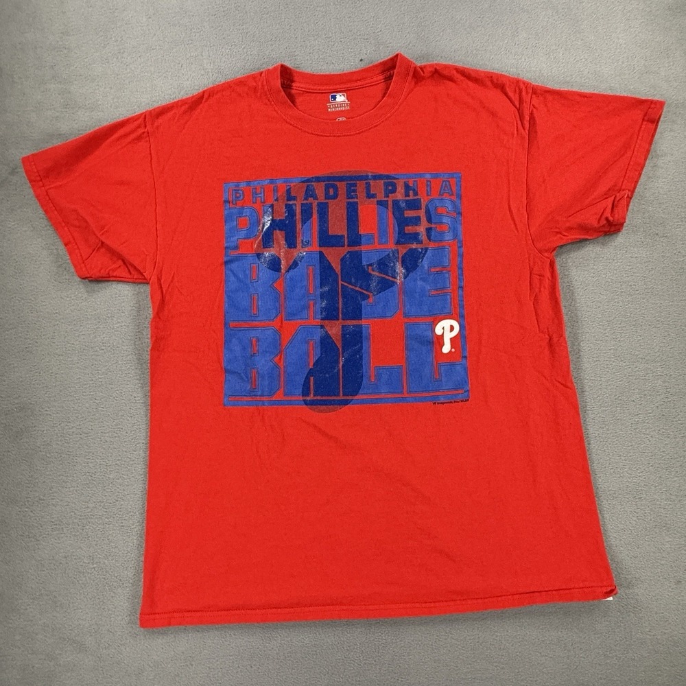 MLB Philadelphia Phillies Red T-Shirt Large Graphic Blue Baseball